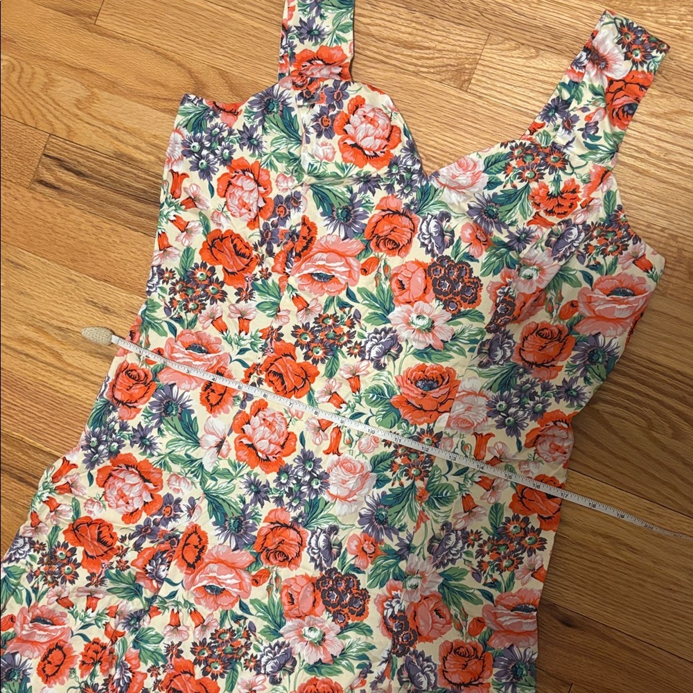J. Peterman Retro Pink Floral 100% Cotton Midi Dress Sz 12 - Picture 12 of 12